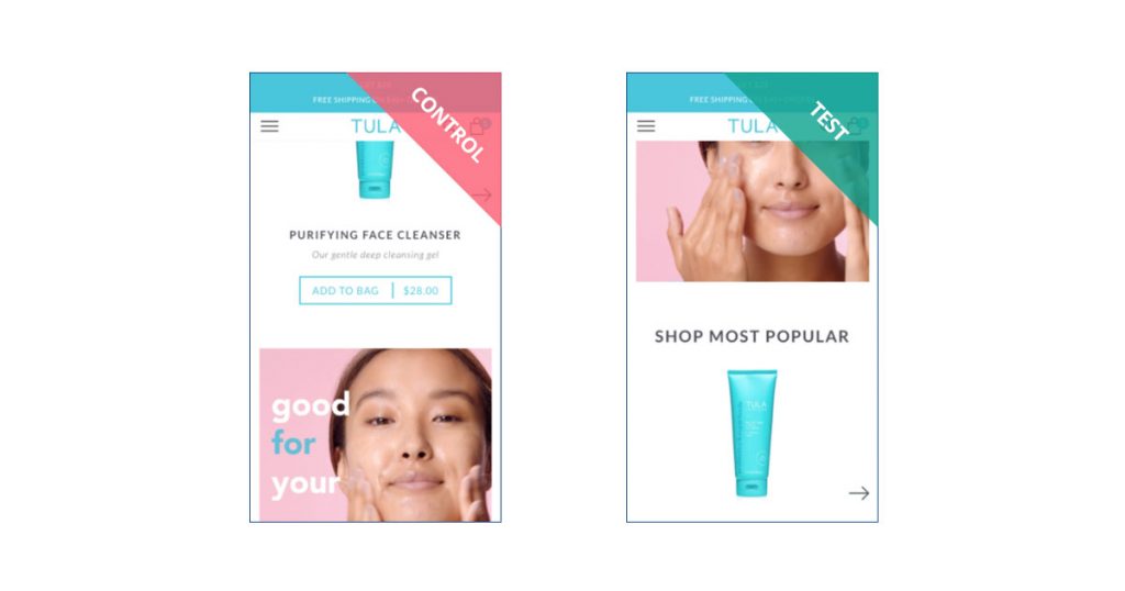 TULA Skincare Page Sections experiments