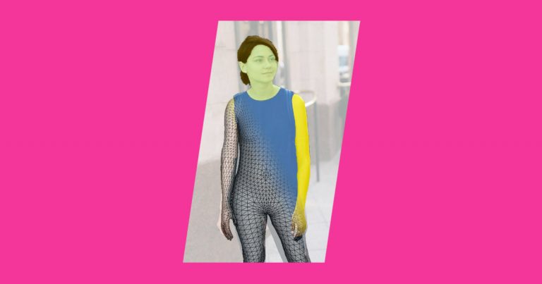 The-Roadmap-to-Checkout Young woman overlaid with geometric grid as used by Forma 'try on' tech