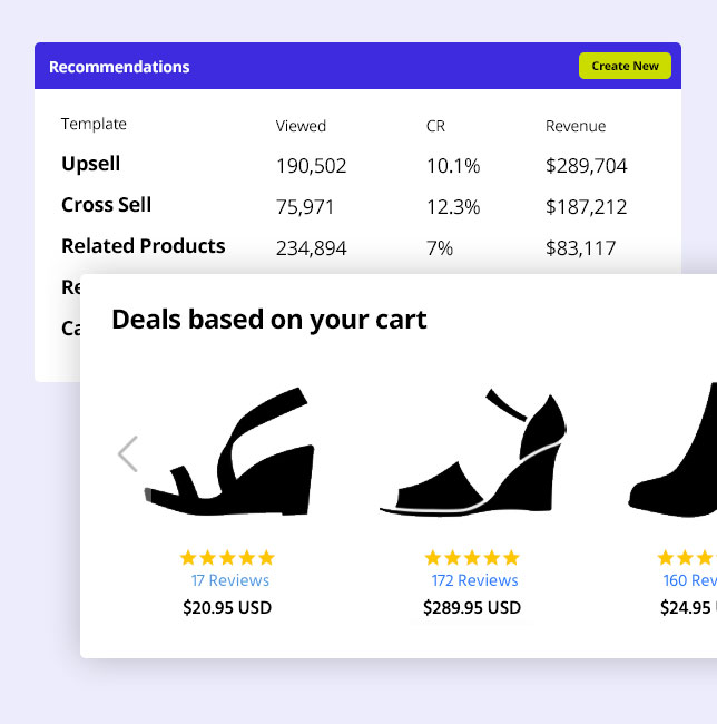 Example screenshot of HiConversion's product recommendation dashboard