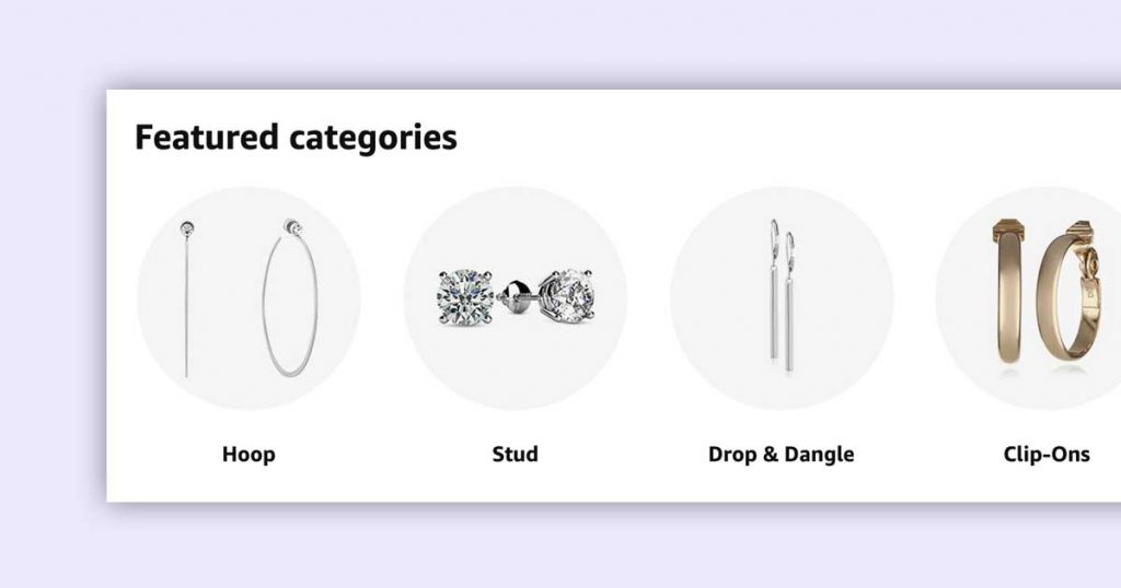 Example of featured category product recommendations