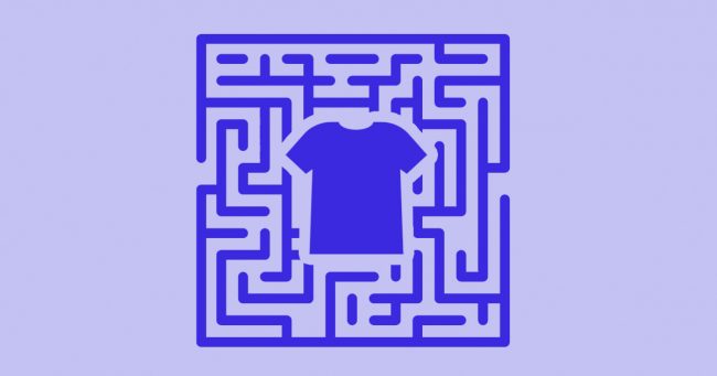 product-discovery-broken-shopify Illustration of t-shirt inside a maze