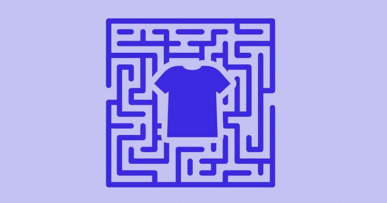 product-discovery-broken-shopify Illustration of t-shirt inside a maze
